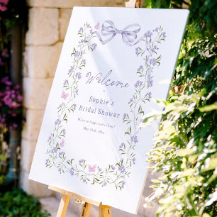Lila Wildblumen-Brautjunggesellinnenabschied Begrü Poster