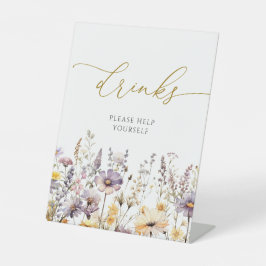 Lila Wildblumen Duschtränke Unterschrift Sockelschild