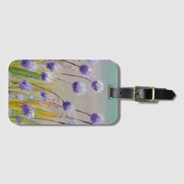 Lila Wildblumen Gepäckanhänger (Vorderseite (Horizontal))