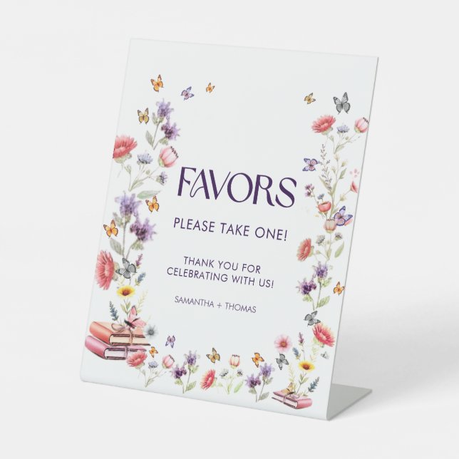 Lila Wildblumen-Geschenk zur Brautparty Sockelschild (Vorderseite)
