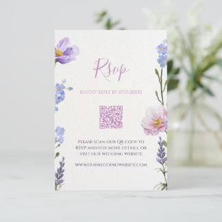 Lila Wildblumen-Hochzeits-Antwortkarte RSVP Karte