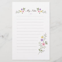 Lila Wildblumen Linien Schreibwaren Notizpapier