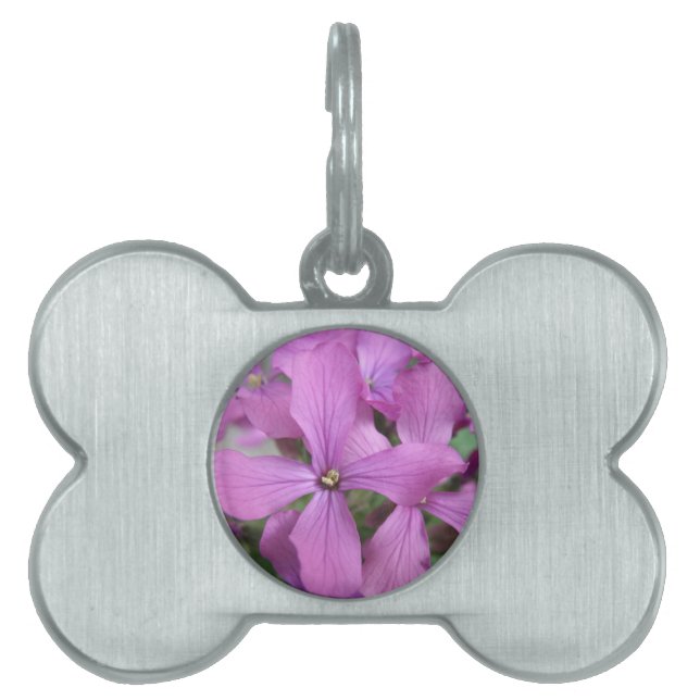 Lila Wildblumen Pet-Tag Tiermarke (Vorderseite)