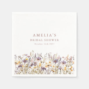 Lila Wildblumen-Rand Brautparty Benutzerdefiniert Serviette