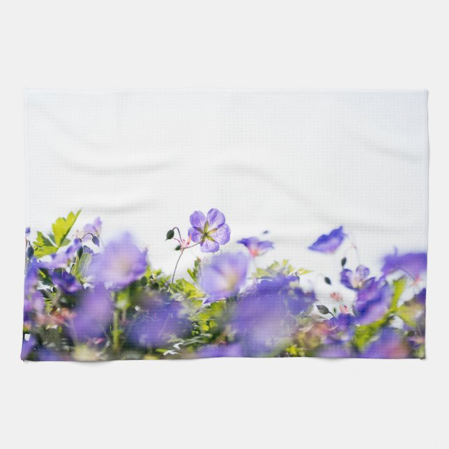 Lila Wildblumen, traumhaft weiche Botanik Geschirrtuch (Horizontal)