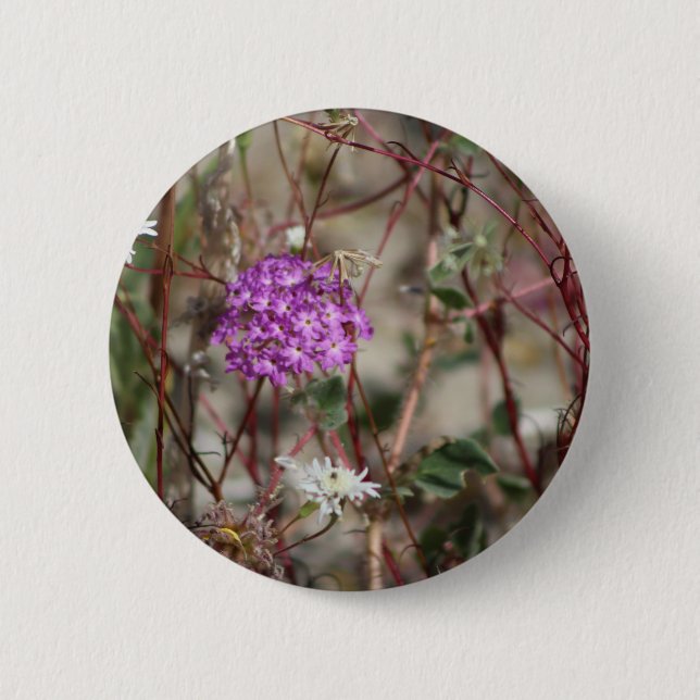 Lila Wildblumen Verbena und Weißpinsel Button (Vorderseite)
