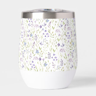 Lila Wildblumen-Wasserfarbe-Thermowinbecher