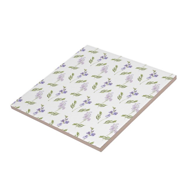 Lila Wildblumen-Wasserfarben-Blumenmuster Fliese (Seite)