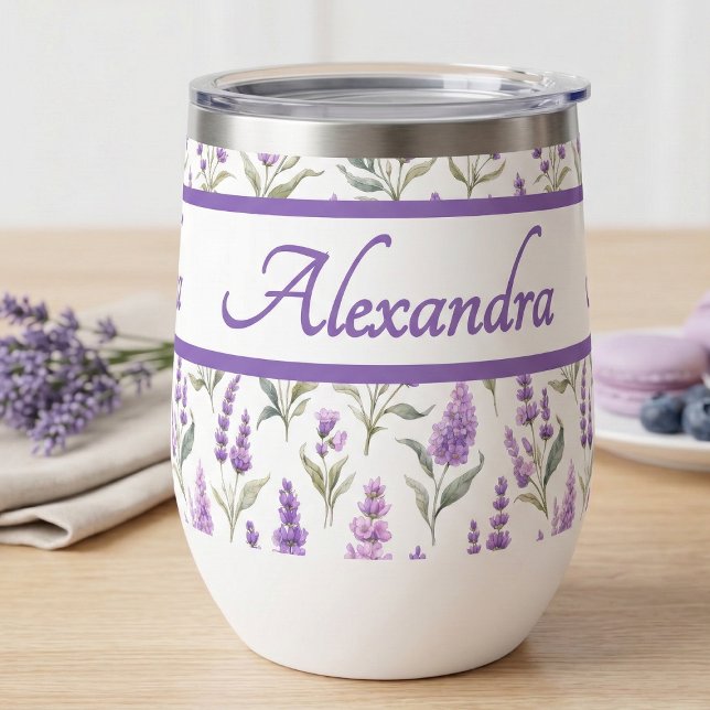Lila Wildblumen-Wasserfarben-Monogramm-Name (Von Creator hochgeladen)