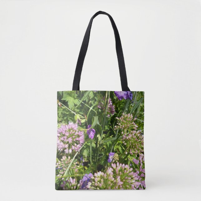 Lila Wildblumengarten-Tasche | Botanische Blumen (Vorderseite)