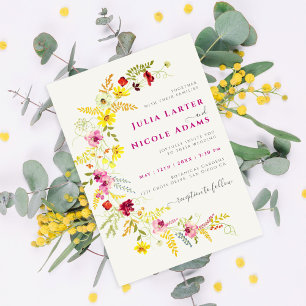 Lila wilde Orchideen-Blumen-Kranz Foto-Hochzeit Einladung