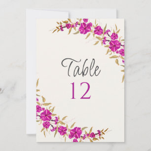 Lila Wilde Trompetenblumen-Hochzeitstisch-Nummer Einladung