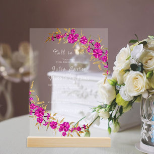 Lila Wilde Trompetenrebe Blumen Garten Hochzeit Acryleinladungen