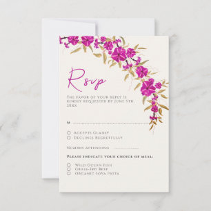 Lila Wilde Trompetenrebe Blumen Garten Hochzeit RSVP Karte