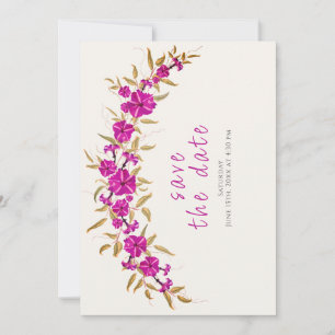 Lila Wilde Trompetenreben-Blumen-Gartenhochzeit Save The Date