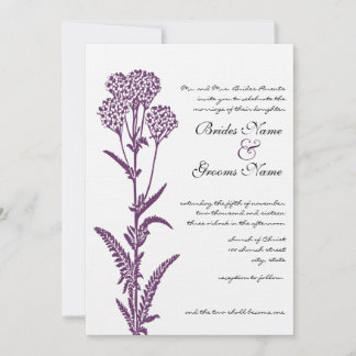 Lila wilder Blumen-Zweig-Hochzeitseinladung Einladung