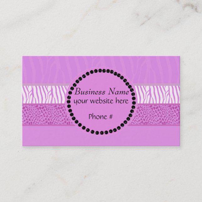 Lila Wildtierausdruck Visitenkarte (Vorderseite)