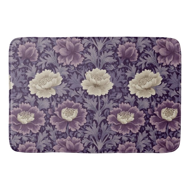 Lila William Morris Style Floral Badematte (Vorderseite)