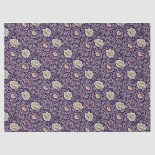 Lila William Morris Style Floral Seidenpapier (Vorderseite)