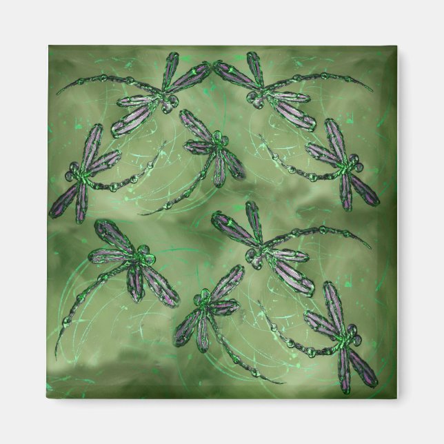 Lila Winged Dragonflies Magnet (Vorne)