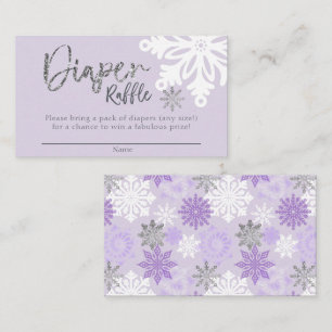 Lila Winter Baby Duschkabine - Raffle Ticket Begleitkarte