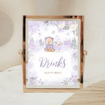 Lila Winter Bear Baby Dusche Getränke Poster<br><div class="desc">Mit diesem Baby's Cold Outside Baby Shower können Sie Ihre Veranstaltung ganz besonders mit unserem niedlichen und liebevoll bedruckten Drinks Sign mit einem Lila Bärenthema gestalten. Laden Sie diese Touch herunter,  personalisieren Sie sie und schaffen Sie bleibende Erinnerungen! BS524</div>