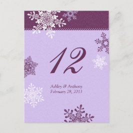 Lila Winter-Hochzeitskarten mit Schneeflocken Postkarte