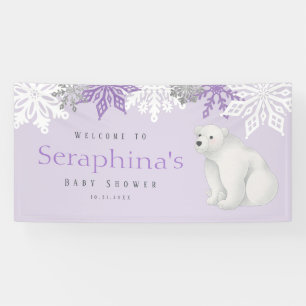 Lila Winter Polar Bear Baby Dusche Banner