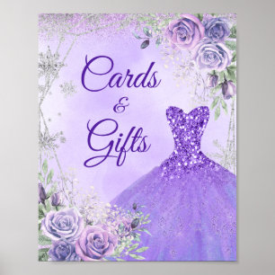 Lila Winter Snowflake Mis Quince Cards Geschenke Poster