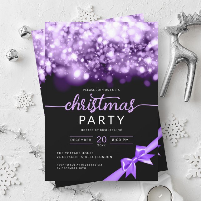 Lila Winter Sparkling Company Xmas Party Einladung (Purple Winter Sparkling Company Xmas Party Invitation)