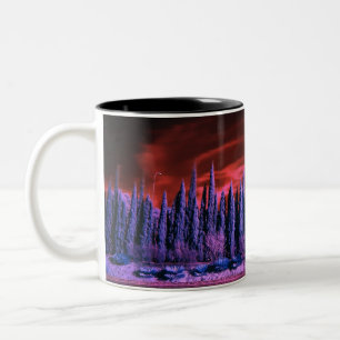 lila Winterhimmel Zweifarbige Tasse