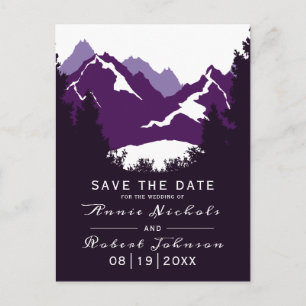 Lila Winterhochzeit Save the Date Ankündigungspostkarte