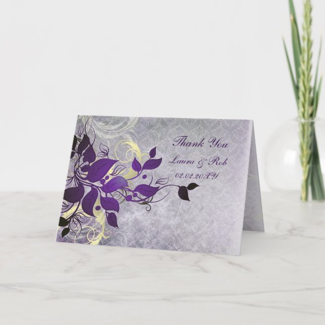 lila Winterhochzeit Vielen Dank Dankeskarte (Vorderseite)