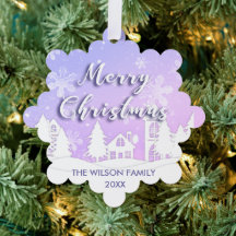 Lila Winterwonderland Weiße Schneehaus Urlaub