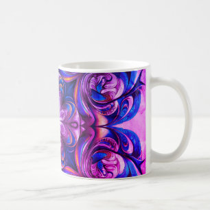 Lila Wirbel Abstraktkunst-Kaffeetasse – Moderne Fl Kaffeetasse