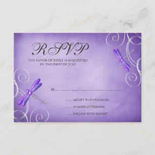 Lila Wirbel der Libellen-Hochzeitkarte RSVP Karte