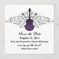 Lila Wirbel Gitarre Save the Date einladen