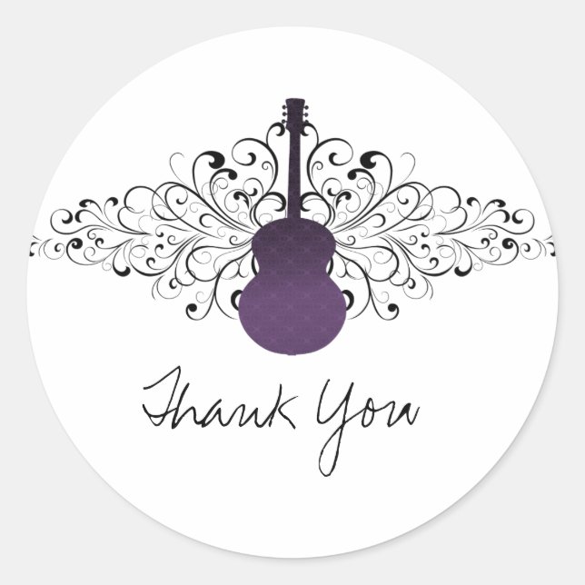 Lila Wirbel Guitar Danke Stickers (Vorderseite)