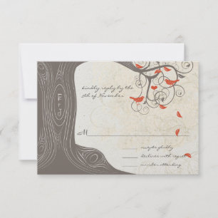 Lila Wirbel lieben Vögel Hochzeit Einladung