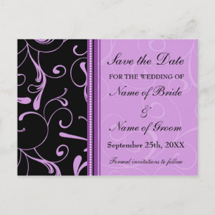 Lila Wirbel Save the Date Hochzeitspostkarten Ankündigungspostkarte