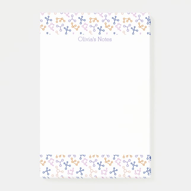 Lila Wissenschaftsmoleküle - Biologie - Symbole Post-it Klebezettel (Vorderseite)