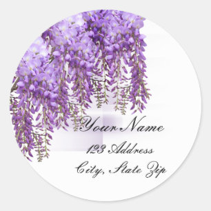 Lila Wisteria-Adressen-Aufkleber Runder Aufkleber