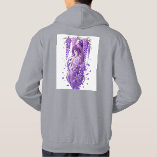 Lila Wisteria-Anime-Mädchen-Kunst Hoodie
