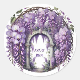 Lila Wisteria Arch Wedding Runder Aufkleber