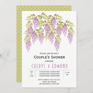 Lila Wisteria Bloral Hochzeitspaare Dusche Einladung