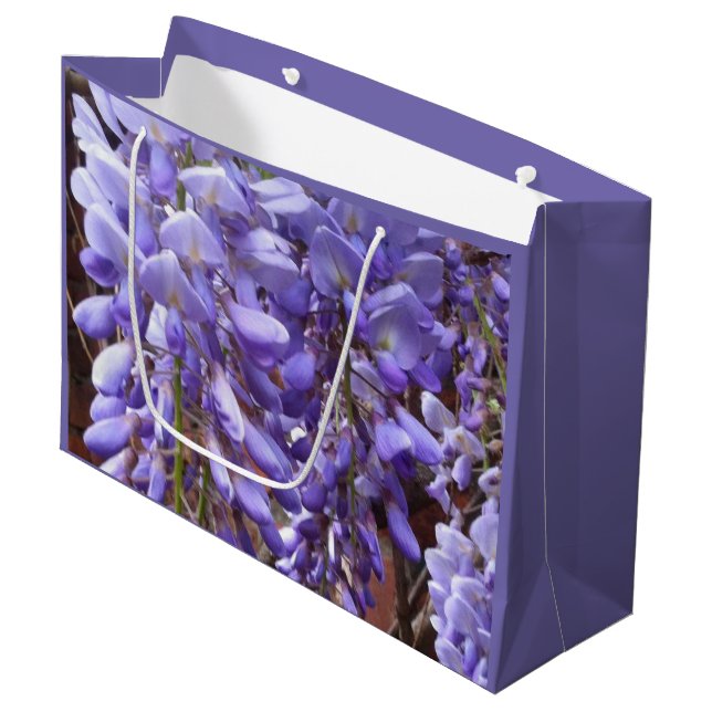 Lila Wisteria Blossom Large Große Geschenktüte (Vorderseite Schrägansicht)