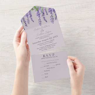 Lila Wisteria Blume All In One Einladung
