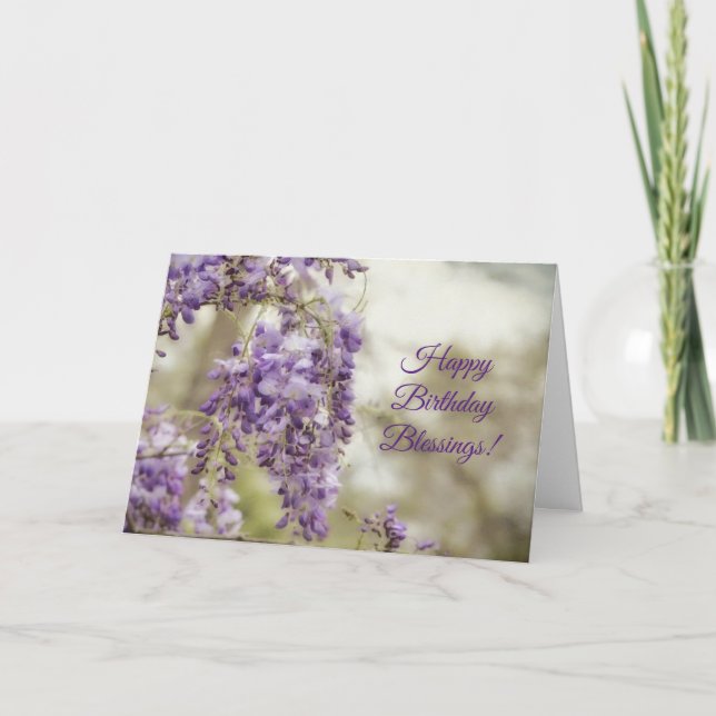 Lila Wisteria Blume Floral Faith Birthday Card Karte (Vorderseite)