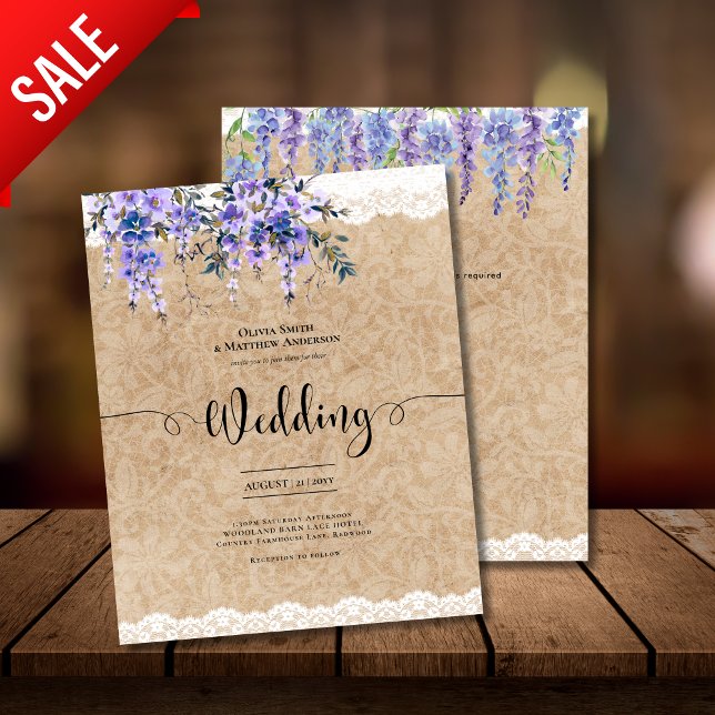 Lila Wisteria-Blume Hochzeiten rustikale Kraft-Spi (Von Creator hochgeladen)