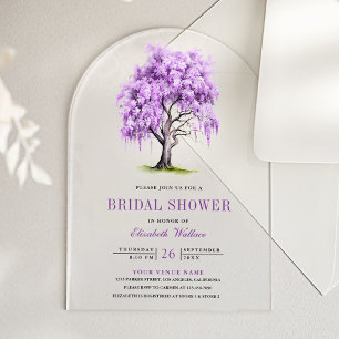 Lila Wisteria Blumenbaum Brautparty-Einladung Acryleinladungen
